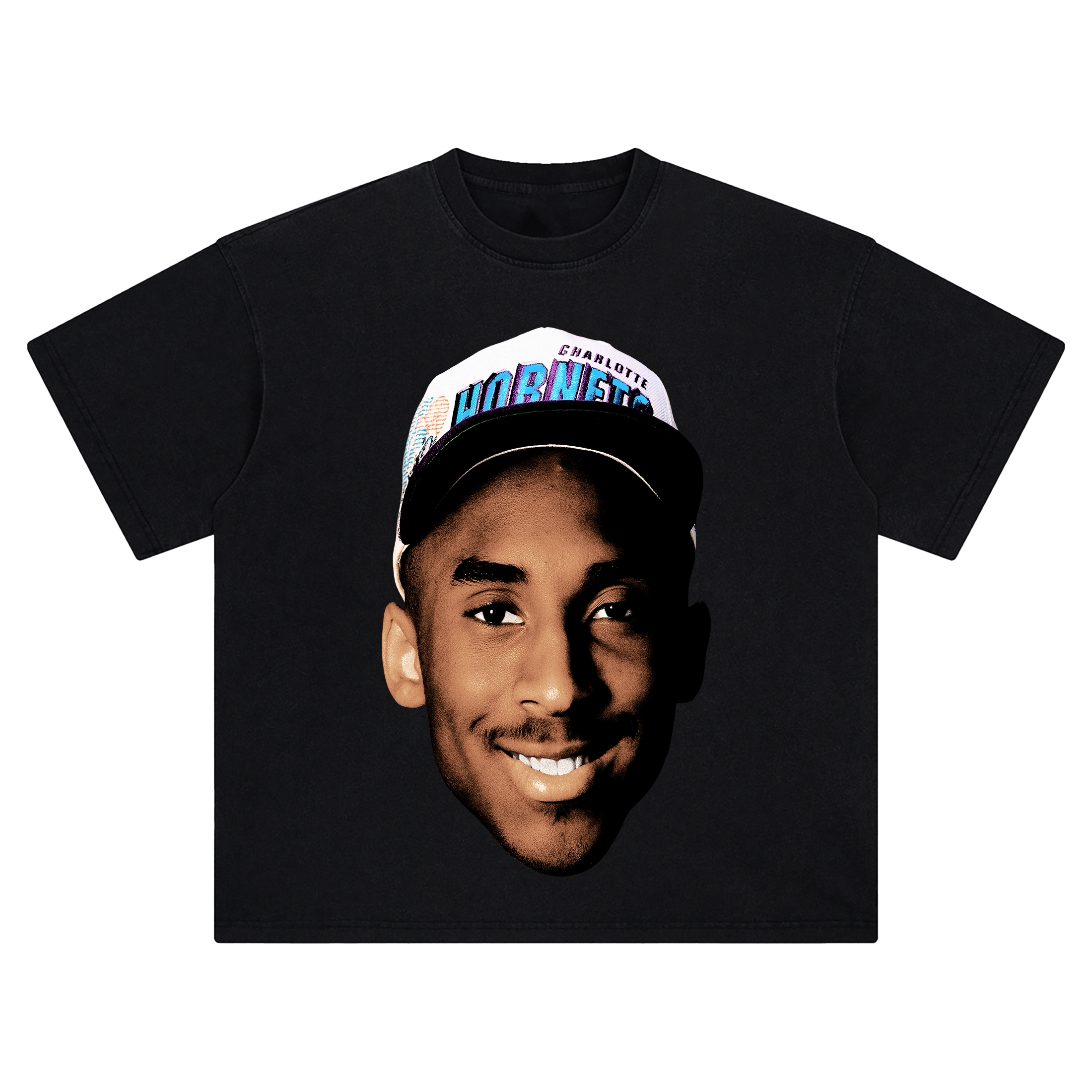 Kobe Bryant Big Face Tee – Hornets Hat Draft Day Oversized Graphic Shirt