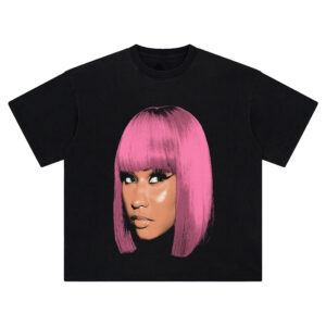 Nicki Minaj Big Face Tee – Oversized Pink Hair Rap Icon Streetwear Shirt