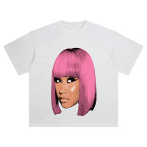 Nicki Minaj Big Face Tee – Oversized Pink Hair Rap Icon Streetwear Shirt