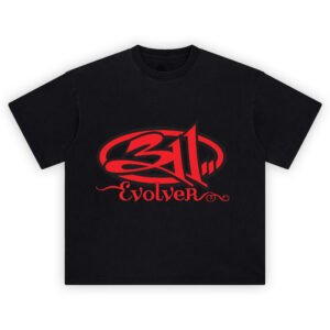 311 Evolver Graphic Tee featuring red band logo with Evolver text in script style