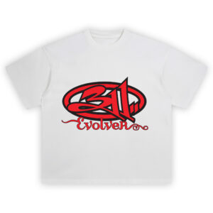 311 Evolver Graphic Tee featuring red band logo with Evolver text in script style