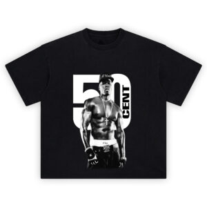 50 Cent G-Unit Muscle Graphic Tee featuring black-and-white portrait with bold 50 backdrop