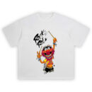 Animal Rock and Roll T-Shirt with Muppets drummer, drumsticks raised, and vibrant rock background