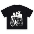 Black Sabbath vintage band T-shirt with a black-and-white graphic of the legendary heavy metal pioneers