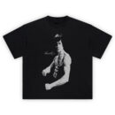 Bruce Lee Monochrome Power Tee featuring black-and-white martial arts pose and signature