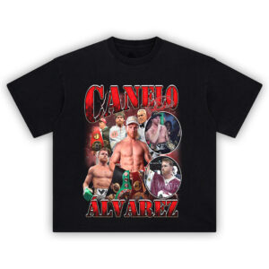 Canelo Alvarez Graphic T-Shirt with championship belt collage and iconic boxing moments
