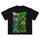 Cell Android Form Tee featuring manga panel-style layout with Dragon Ball Z logo and retro anime art style