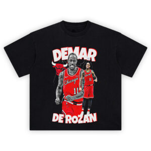DeMar DeRozan Bulls Shirt featuring bold Chicago Bulls graphics and lightning-charged basketball action