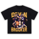 Valley Buckets Tee featuring Devin Booker Phoenix Suns collage in purple and orange vintage design