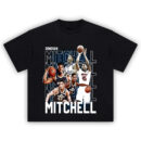 Donovan Mitchell T-Shirt with NBA action montage and Louisville college highlights