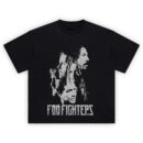 Foo Fighters Band Tee with vintage black-and-white graphic of the full band and lightning-style logo design