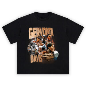 Gervonta Tank Mode tee featuring action collage, flaming backdrop, gold tank, and boxing glove graphics