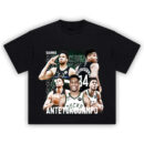 Giannis Antetokounmpo T-Shirt showcasing multiple iconic moments from his Milwaukee Bucks career