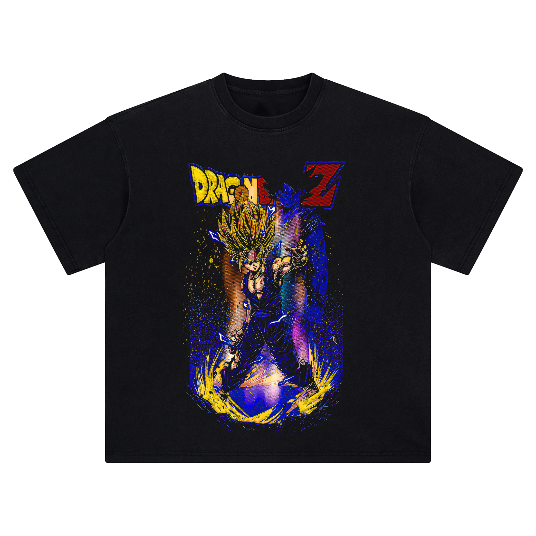 Gohan Father-Son Legacy Tee with SSJ2 Gohan powering up and Goku behind, Final Kamehameha inspired