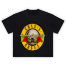 Guns N Roses T-Shirt featuring classic yellow and red rock band logo with guns and roses design