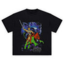 Masters of the Universe Tee with He-Man, Battle Cat, lightning storm, and Castle Grayskull retro comic design