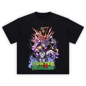 Phantom Troupe Tee featuring Chrollo and Hunter x Hunter characters with colorful aura effects