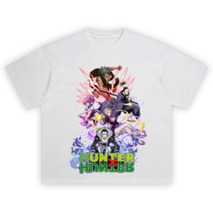 Phantom Troupe Tee featuring Chrollo and Hunter x Hunter characters with colorful aura effects