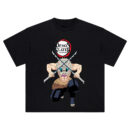 Beast Slayer Inosuke Tee featuring Inosuke crouched with dual katanas and boar mask under Demon Slayer logo