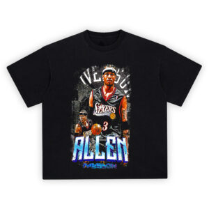 Allen Iverson Street Legend Tee featuring bold Sixers graphics and retro basketball style