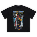 Ja Morant Highlight Circuit tee with Memphis jersey, signature logo, game highlight collage, and cracked varsity text design