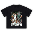 Jaylen Brown T-Shirt featuring iconic action shots in Celtics jerseys and bold team design