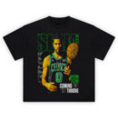 Jayson Tatum Throne Hunt tee with SLAM cover collage, Celtics jersey, and bold “Coming for the Throne” headline in neon green and white