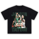 Jayson Tatum Celtics Tee featuring collage of Celtics moments and green jersey highlights