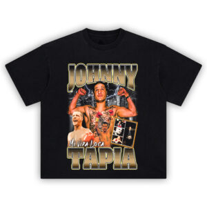 Johnny Tapia Graphic Tee with Mi Vida Loca collage and iconic boxing moments