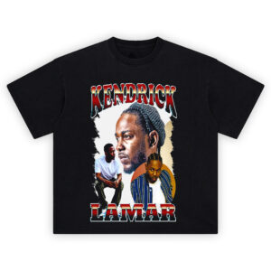 Kendrick Lamar Rap Icon Tee featuring collage of the Compton rapper in a retro hip-hop design