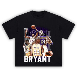 Kobe Bryant T-Shirt with vintage Lakers #24 collage, honoring Mamba Mentality