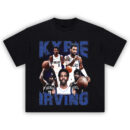 Kyrie Irving Mavericks Graphic Tee with collage of iconic plays in Brooklyn Nets and Dallas Mavericks jerseys