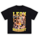 Leon Edwards Graphic T-Shirt with UFC title celebration and “Headshot” knockout collage