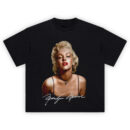 Marilyn Monroe Glamour TShirt with red lips and iconic vintage portrait design