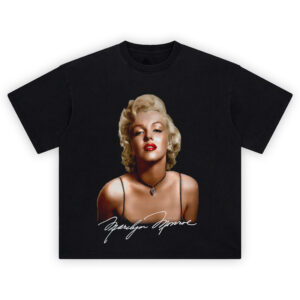 Marilyn Monroe Glamour TShirt with red lips and iconic vintage portrait design