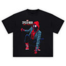 Miles Morales Spider Man Hoodie Tee with bold comic pose and street style flair