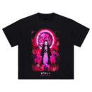 Nezuko Eclipse Shirt featuring pink moon, cosmic forest, and Nezuko anime silhouette