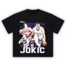 Nikola Jokic T-Shirt with Denver Nuggets graphic collage and #15 jersey moments