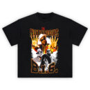 Notorious B.I.G. Icon Legacy tee with bold red “NOTORIOUS” text, Biggie collage in COOGI sweater and fedora, starry background and varsity-style B.I.G.