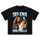 Selena Quintanilla Blue Legacy Tee with 90s collage, smiling portraits, bold blue lettering, and Tejano fashion highlights