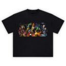 The Mandalorian Helmet Shirt with grid of nine colorful Star Wars Mandalorian helmets and logo beneath