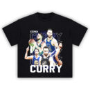 Stephen Curry T-Shirt featuring collage of iconic Warriors moments in a bold graphic design