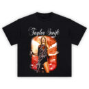 Taylor Swift Snake Bodysuit Tee with bold red concert stage and Reputation tour look