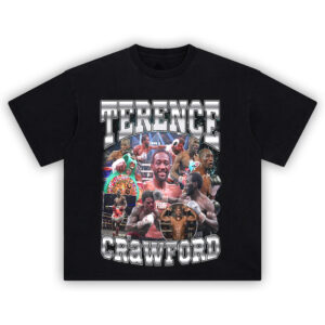 Terence Crawford T-Shirt featuring championship boxing collage and knockout fight scenes