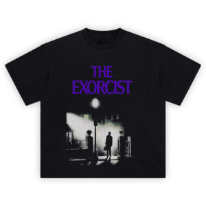 The Exorcist Tee silhouette design with streetlamp and horror poster layout