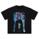 The Ring Horror T-Shirt with Samara crawling forward and glitchy VHS-style logo above