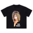 Tina Turner Retro T-Shirt featuring bold portrait and distressed logo on black