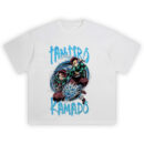 Tanjiro Kamado Tee with Water Breathing attack, dual poses, and aqua slash anime detailing