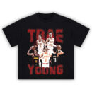 Trae Young Ice Cold Shirt with collage of Atlanta Hawks highlights in bold graphic print