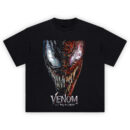 Venom Let There Be Carnage T-shirt featuring intense split-face artwork of Venom and Carnage with high-contrast comic styling